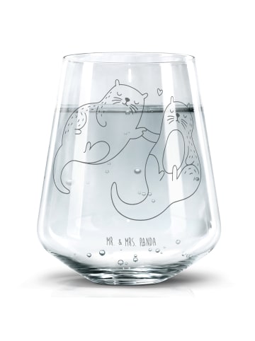 Mr. & Mrs. Panda Trinkglas Otter Hände halten ohne Spruch in Transparent
