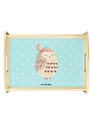 Mr. & Mrs. Panda Tablett Eule Federschmuck ohne Spruch in Türkis Pastell