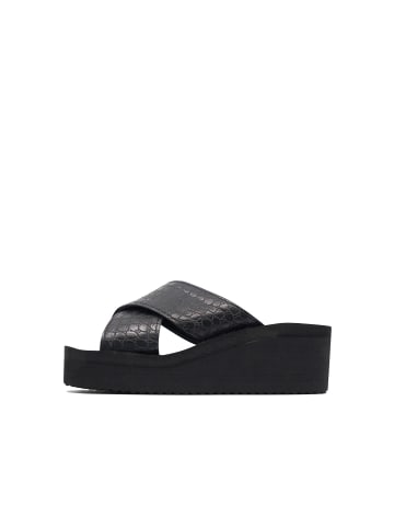 Flip Flop Sandale "wedge*cross croco" in black