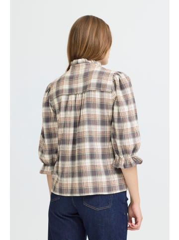 Pulz Langarm-Bluse PZEVIE Regular fit in NAVY GREEN BROWN CHECK