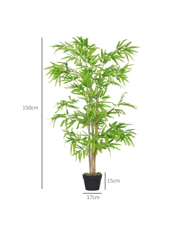 Outsunny Künstlicher Bambus-Ø17 x 150H cm-Grün