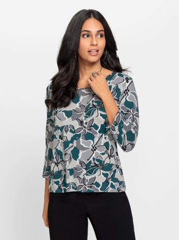 WITT WEIDEN Print-Shirt in hellgrau-petrol-bedruckt