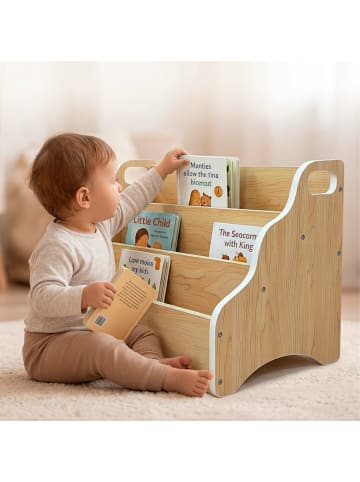 relaxdays Kinder-Bücherregal "3 Fächer" in Weiß – (B)51 x (H)31 x (T)28 cm