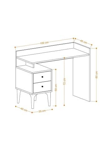 CALICOSY Schreibtisch PUUK in Helles Holz - (W) 100  x (H) 80  x (L) 45  cm