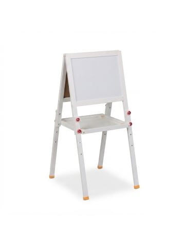 relaxdays Kinderstandtafel in Weiß - (B)39 x (H)65 - 77 x (T)44,5 cm