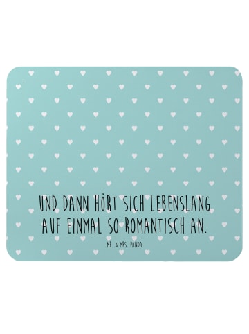 Mr. & Mrs. Panda Mauspad Füchse Liebe mit Spruch in Türkis Pastell