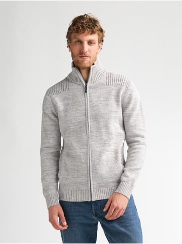 Petrol Industries Melierte Strickjacke aus Baumwolle mit Reißverschluss millford in Weiß