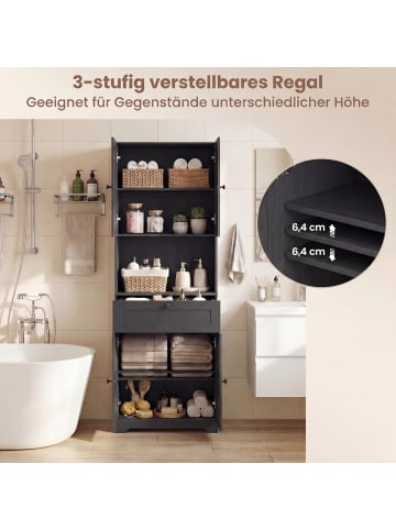 COSTWAY Badezimmerschrank 60 x 35 x 171,5 cm in Schwarz