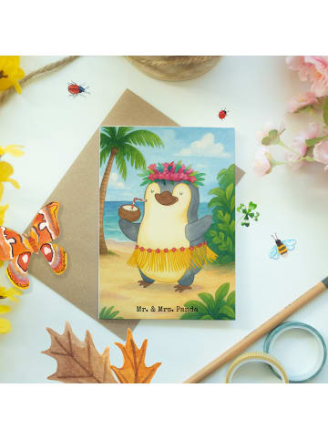 Mr. & Mrs. Panda Klappkarte Pinguin Kokosnuss Design ohne Spruch in Weiß