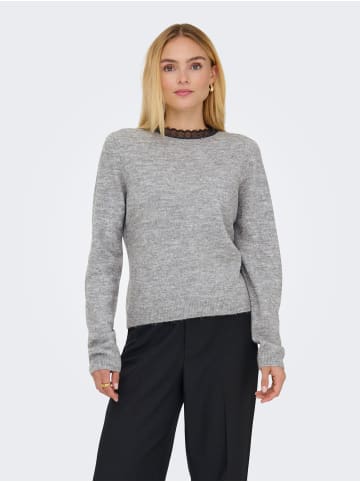 ONLY Strickpullover ONLTAMMY LS LACE MIX O-NECK BF KNT in Light Grey Melange
