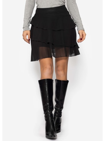 SASSYCLASSY Chiffonrock mit Volants in Schwarz