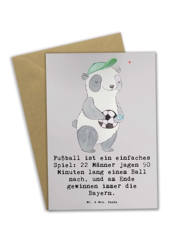 Mr. & Mrs. Panda Grußkarte Fußball Bayern mit Spruch in Grau Pastell