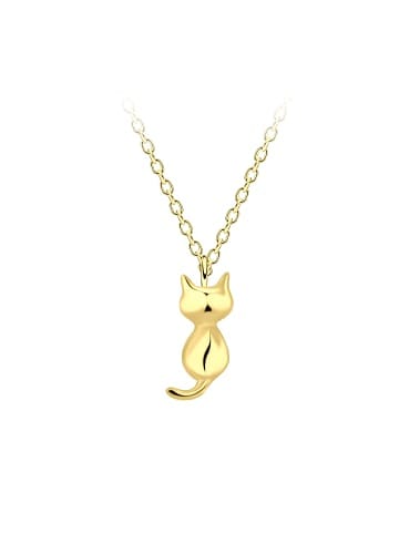 Alexander York Kette mit Anhänger KATZE in Gold aus 925 Sterling Silber, 2-tlg. in gold