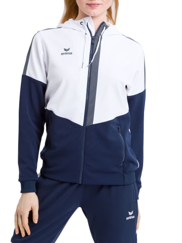erima Damen Squad Trainingsjacke mit Kapuze in weiss/new navy/slate grey