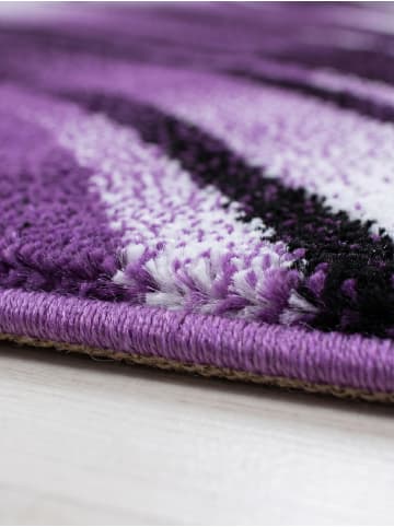 KADIMA DESIGN Teppich Kurzflor Waschbar Wellen DRAU Strapazierfähig OEKO-TEX in Violett