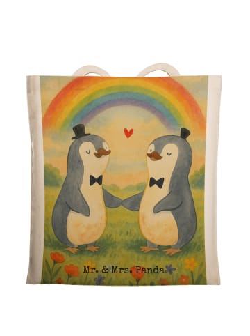Mr. & Mrs. Panda Tote Bag Pinguine Gay Pride Design ohne Spruch in Weiß