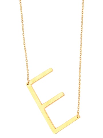 Adeliás Damen Halskette mit Anhänger – Buchstabe aus Edelstahl in gold