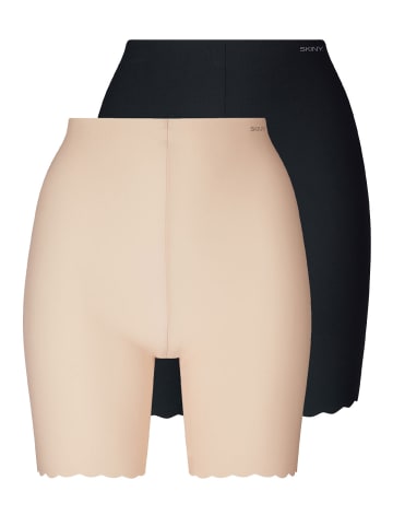 Skiny 2er Pack lange Unterhose in beige-black