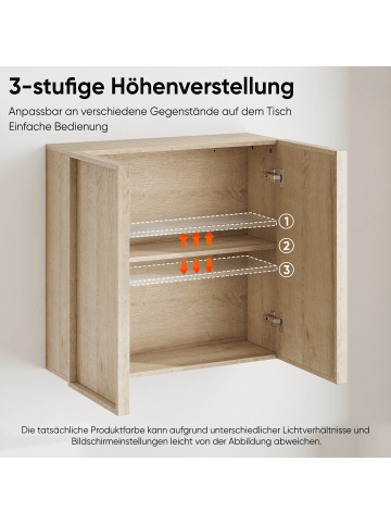 ABRIHOME Badezimmerschrank in Eiche 60x21.6x58 cm wandhängend Doppeltür