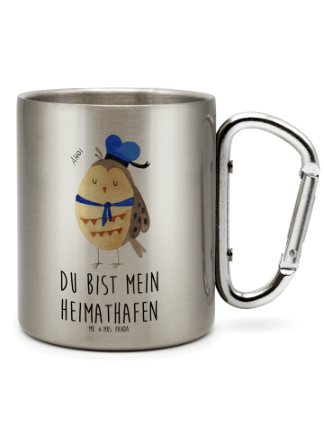 Mr. & Mrs. Panda Edelstahlbecher Eule Matrose mit Spruch in Silber