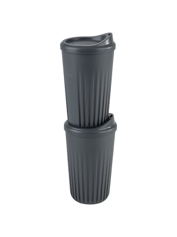 APS 2-teiliges Mehrwegbecher Set -TO GO- in anthrazit, Ø 8,5 cm, H: 13,5 cm, 400 ml