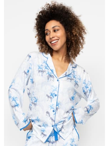 Cyberjammies Lyla Womens Zebra Printed Jersey Pyjama Top in Weiss