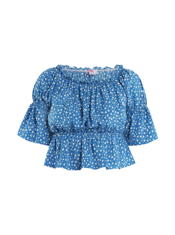 myMo Damen Bluse Mit Herzchenprint in Blau