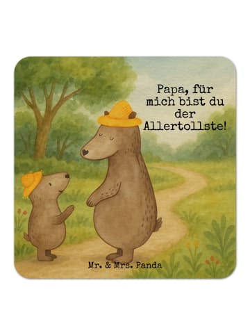 Mr. & Mrs. Panda Bierdeckel Bären mit Hut Design mit Spruch in Weiß