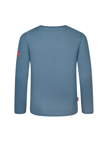 Trollkids Longsleeve "Stavanger" in Stahlblau/Schwarz/Mango