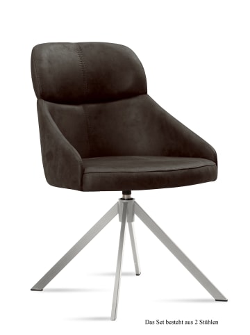 58 aufm Kessel ESSZIMMERSTUHL drehbar (2er-Set) Deeanne 52x82x63 Edelstahl/Espresso