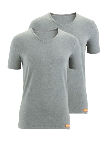 Bruno Banani Unterhemd / Shirt Kurzarm WARM UP in Grau Melange