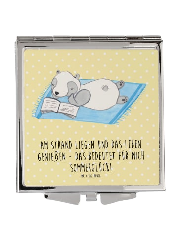 Mr. & Mrs. Panda Kosmetikspiegel Sommerglück mit Spruch in Gelb Pastell