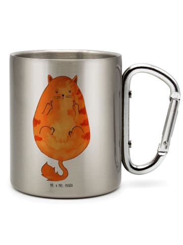 Mr. & Mrs. Panda Thermobecher Katze Mittelfinger ohne Spruch in Silber