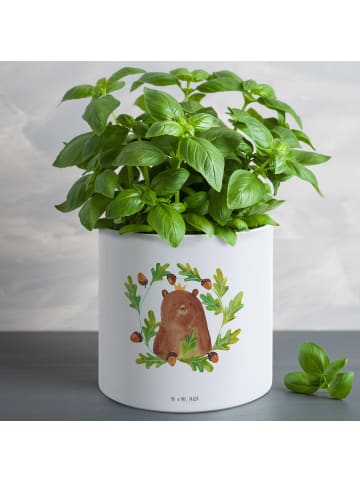 Mr. & Mrs. Panda Blumentopf Groß Bär König ohne Spruch in Weiß