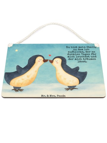 Mr. & Mrs. Panda Schild Pinguin Liebe Design mit Spruch in Weiß