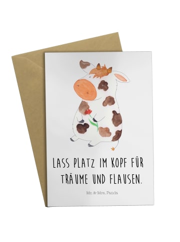 Mr. & Mrs. Panda babykarte Kuh mit Spruch in Weiß