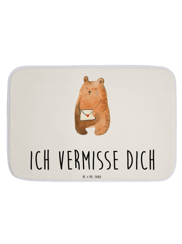 Mr. & Mrs. Panda Duschmatte Bär Vermissen mit Spruch in Weiß