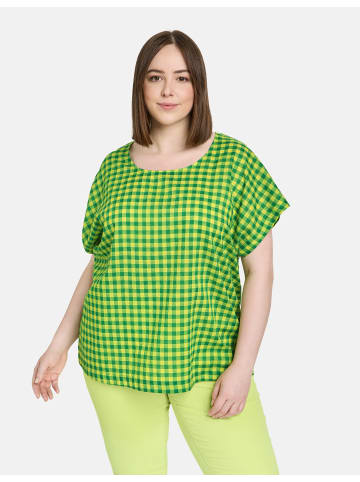 SAMOON Bluse Kurzarm in Galactic Green gemustert