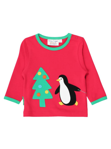 Toby Tiger Langarmshirt mit Weihnachts Applikation in rot