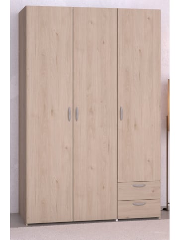 Parisot Kleiderschrank Eiche 120 cm 3-türig, Drehtürenschrank