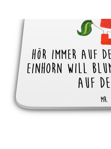 Mr. & Mrs. Panda Glasuntersetzer Einhorn Gärtner mit Spruch in Weiß