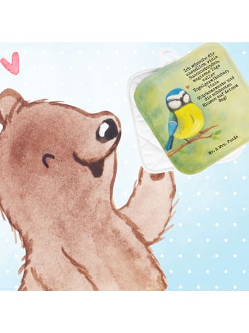 Mr. & Mrs. Panda Topfhandschuhe Vogel Blaumeise Design mit Spruch in Weiß