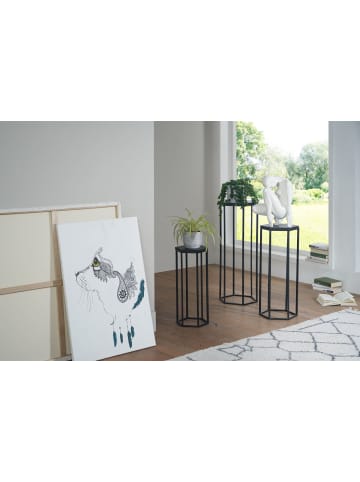 KADIMA DESIGN Beistelltisch 3er Set Mango Massivholz/Metall Satztisch Sechseckig