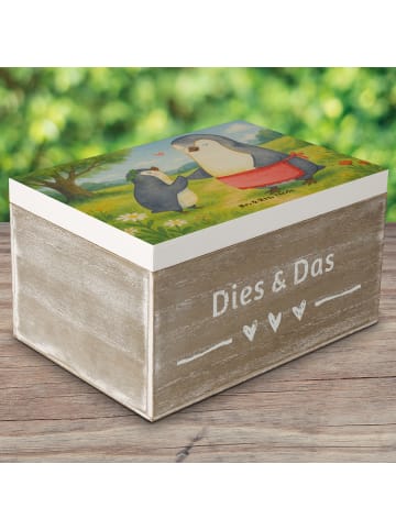 Mr. & Mrs. Panda Box Pinguin mit Kind Design ohne Spruch in Weiß
