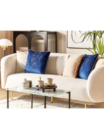 Beliani 2er-Set Dekokissen CROCUS in Blau/Gold