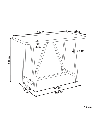 Beliani Esstisch TALAMONE in Braun/Grau - (W) 70 x (H) 100 x (L) 140 cm