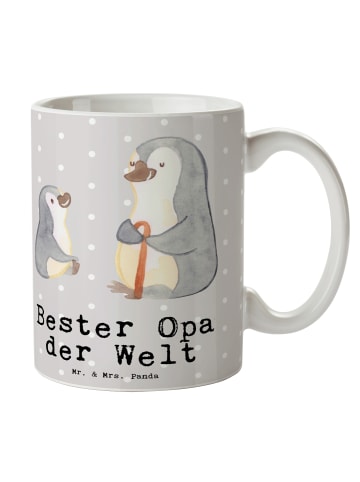 Mr. & Mrs. Panda Kaffeetasse Pinguin Bester Opa der Welt mit Spruch in Grau Pastell