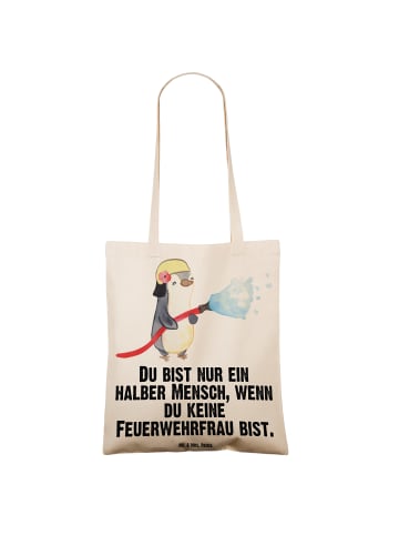 Mr. & Mrs. Panda Uni Tasche Feuerwehrfrau Herz mit Spruch in Creme