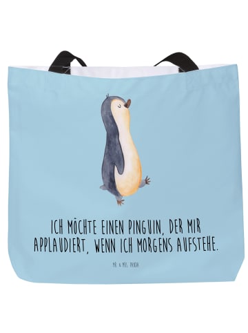 Mr. & Mrs. Panda Shopper Pinguin mHerzieren mit Spruch in Eisblau