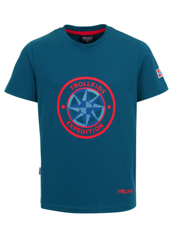 Trollkids T-Shirt "Windrose T" in Petrolblau/Rot